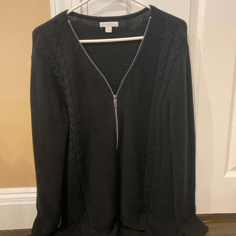 Zip front black sweater